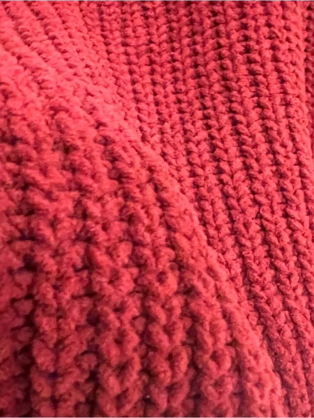 Hazel Moon Red Cropped Turtleneck Chunky Knit Sweater